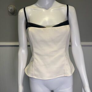 Elegant Black and Cream Spaghetti Strap Reformation  Top